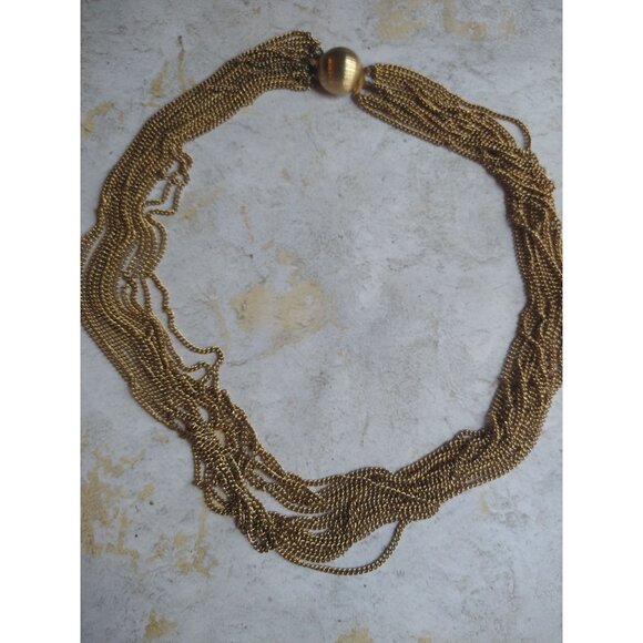 Gorgeous Vintage Multi Strand Gold Tone Necklace Estate Jewelry - Picture 3 of 6